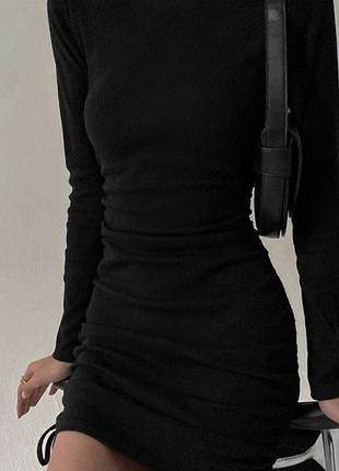 Коротка сукня жіноча shein чорна з довгим рукавом