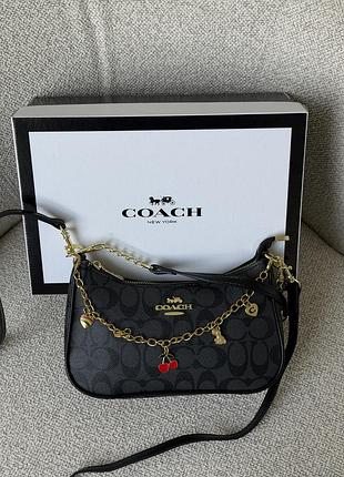 Сумка coach teri in signature canvas черно-серый