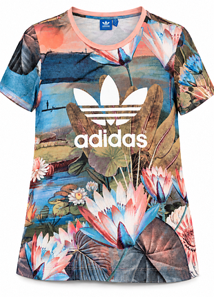 Adidas farm rio женская футболка размер м яркий цветочный принт короткий рукав коллаборация брендов