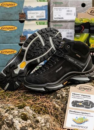 Черевики кросівки чоловічі grisport 11929-n93 чорні підошва vibram