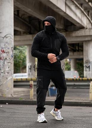 Флісовий спортивний тактичний костюм tarantul black (чоловічий теплий костюм, чорний)