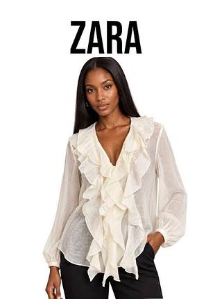 Жіноча блуза zara з воланами, молочна
