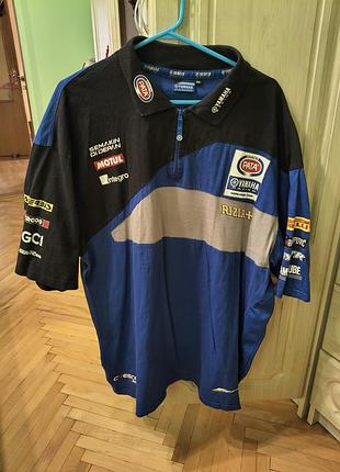 Clinton toseland - moto pata yamaha racing polo cotton - винтажная 2008\09 г., фанатская мотофутболка поло -xxxl