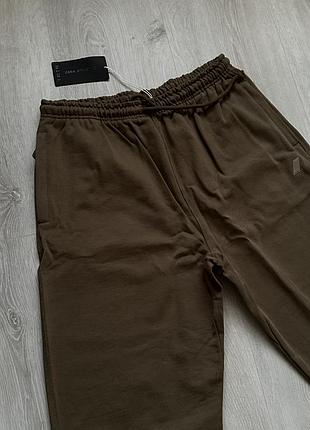 Спортивные штаны zara цвет хаки, мужские хлопковые джоггеры m-l новые