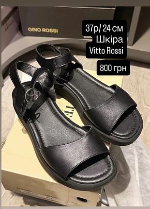 Босоніжки жіночі vitto rossi чорні, розмір 37, довжина устілки 24 см, шкіра