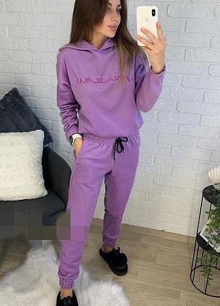 Женский костюм фиолетовый костюм флисовый костюм с капюшоном