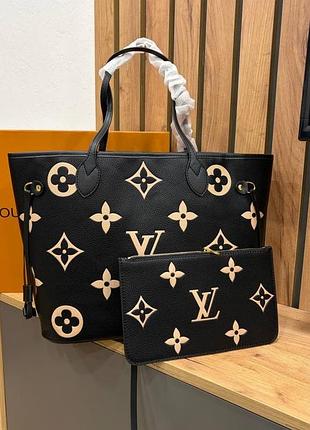 Брендовий чорний шопер з гаманцем lv