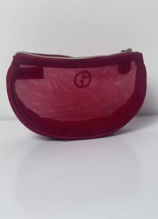 Красная сетчатая косметичка giorgio armani beauty red essential pouch