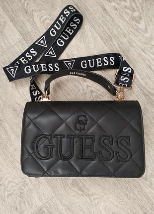 Жіноча сумка guess чорна стьобана 2