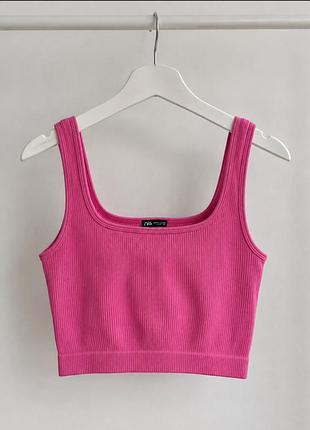 Рожевий топ zara в рубчик xs-s