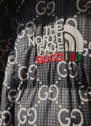 Пуховик жіночий the north face x gucci чорно-білий розмір s-m