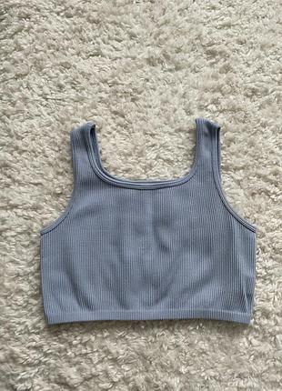 Блакитний топ в рубчик primark xs-s 2
