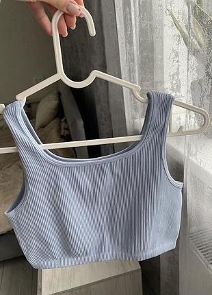 Блакитний топ в рубчик primark xs-s 7