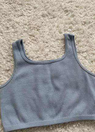 Блакитний топ в рубчик primark xs-s 3