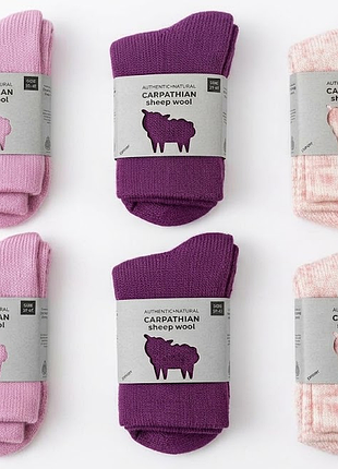 Набір жіночих вовняних шкарпеток "carpathian sheep wool" (6 пар) розмір 36-41 різні кольори