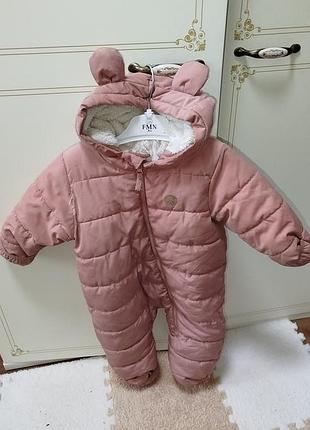 Зимовий комбінезон для дівчинки, рожевий, 6-9 місяців