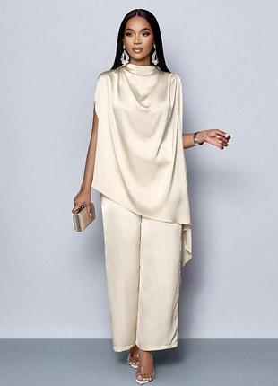 Сатиновий костюм блуза + штани shein xl