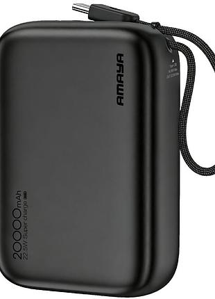 Портативний зп power bank amaya f235c pd22.5w with cable 20000 mah black