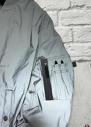 Чоловіча куртка-бомбер alpha industries ma-1 / l-2b світловідбиваюча повністю рефлективна оригінал класична американська повсякденна на осінь бу м-l 2