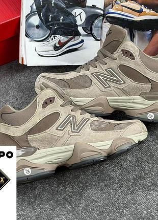 Зимние new balance 9060 brown gore tex мех