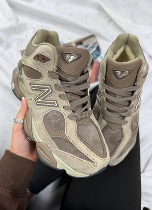 Кроссовки женские new balance 9060 brown gore tex мех