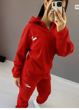 Спортивний костюм жіночий puma червоний флісовий l-xl