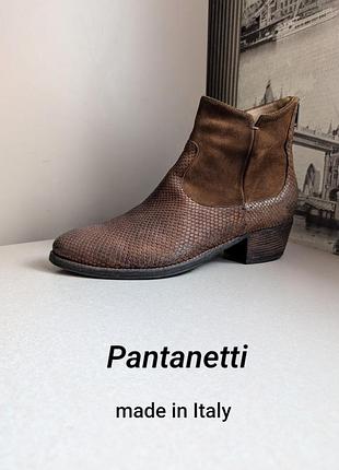 Ботинки ботильоны казаки pantanetti (наш 41,5) женские с нат. кожи/замши made in italy