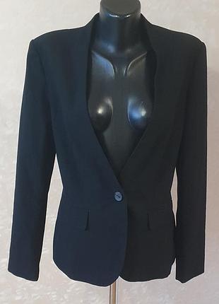 Черный приталенный жакет zara basic без воротника, размер м (eur 38)