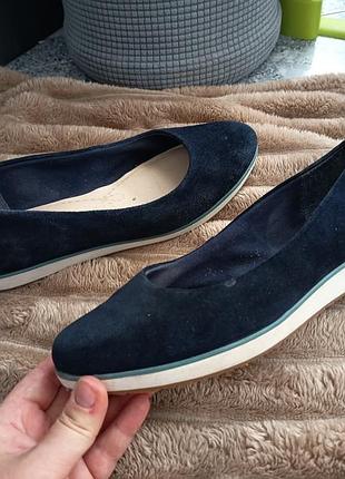 Сині замшеві туфлі балетки 39 clarks туфли