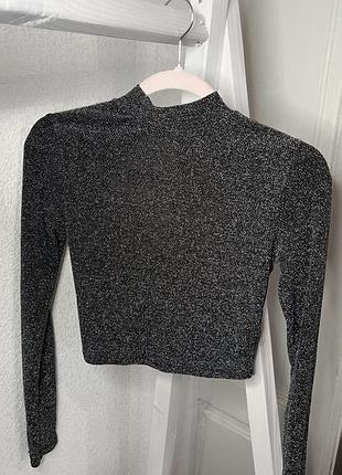 Лонгслів жіночий h&m блискучий з довгим рукавом сірий