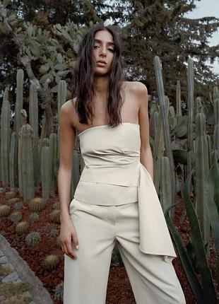 Брючний костюм жіночий zara бежевий
