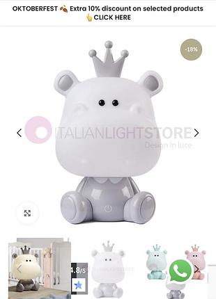 Нічник lamba baby бегемотик з короною usb