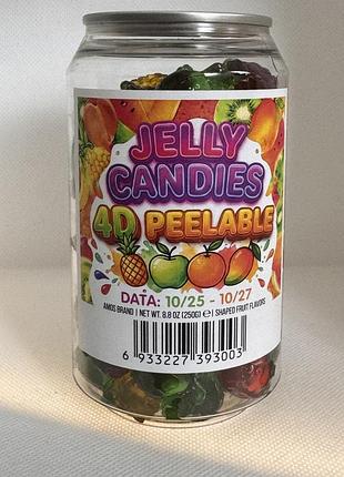 Желейні цукерки 4d peelable fruit candies з фруктовими смаками, 250 г
