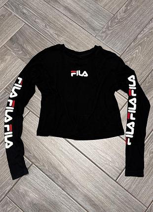Лонгслів жіночий fila укорочений чорний