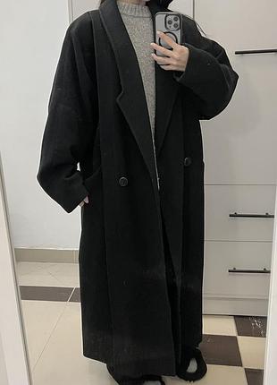 Пальто жіноче c&a чорне з кашеміром та вовною лами