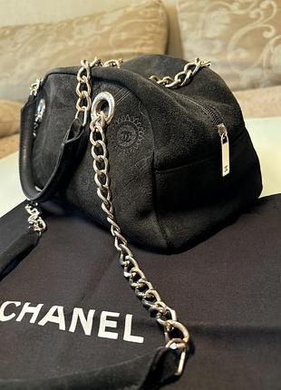 Сумка для жінок chanel чорна замшева