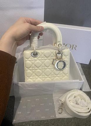 Сумка для женщин christian dior lady dior белая, маленькая, стеганая