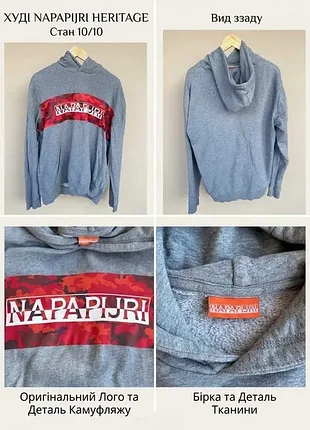 Худі napapijri big logo camo | сіре чоловіче толстовка xl по бірці але l оригінал\камуфляж