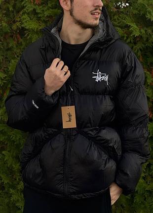 Чоловічий пуховик stussy чорний, зимовий