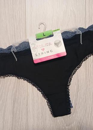 Женские стринги в рубчик с кружевом fancy underwear