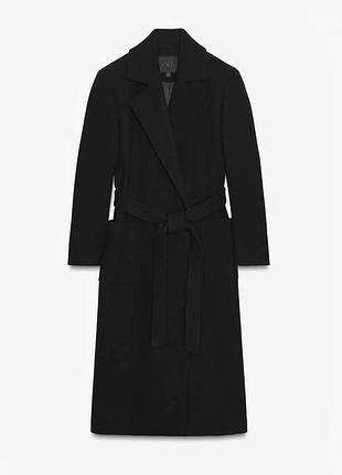 Шикарне жіноче чорне вовняне пальто zara