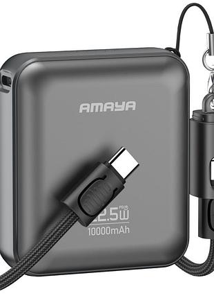 Портативний зп power bank amaya f137c pd22.5w with cable 10000 mah grey