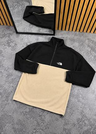 Кофта чоловіча the north face флісова анорак чорно-бежева
