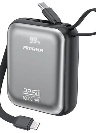 Портативний зп power bank amaya f139c pd22.5w with cable 10000 mah black