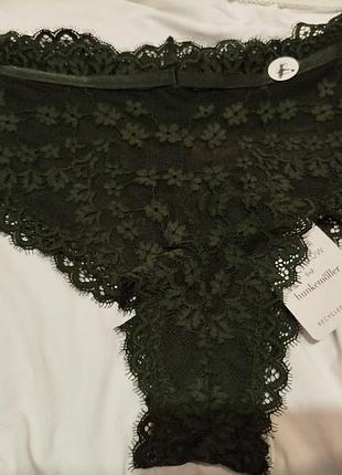 Трусики жіночі hunkemöller мереживні, розмір с, темно-зелені