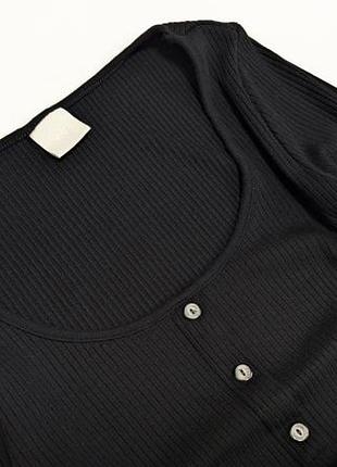 Черная базовая кофта лонгслив в рубчик от h&amp;m оригинал 3