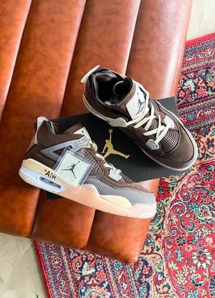 Женские кроссовки nike air jordan 4 mid off white brown1 фото