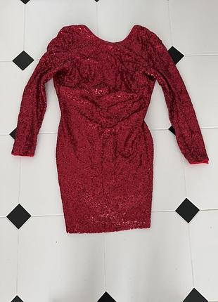 Вечірня сукня жіноча h&m міні червона в паєтки