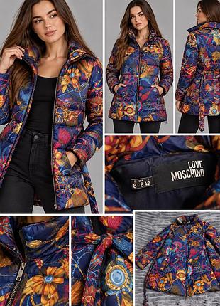 Куртка жіноча love moschino стьобана подовжена різнокольорова, розмір it 42 (s–m)