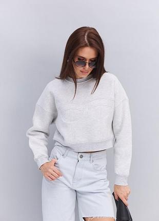 Світло-сірий світшот з імітацією корсета